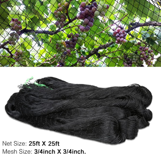 OGORI 25' x 25' Bird Netting Heavy Duty Nylon 3/4" Mesh Garden Netting Protect Fruit Trees, Plants and Vegetables