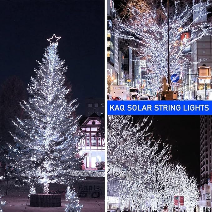 Upgrade 4Pack 400LED Solar String Lights for Outside, 132FT Solar Christmas String Lights Outdoor with 8 Modes, IP65 Waterproof Outdoor Twinkle Light, Garden Xmas Tree Christmas Decoration, Cool White