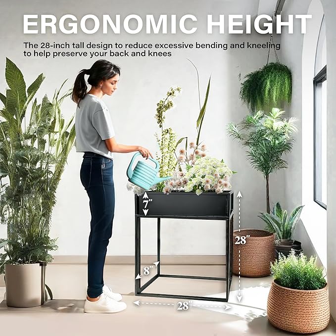 Cocoyard Modern Rectangular Planter Flower Box (Navy, 28" H)