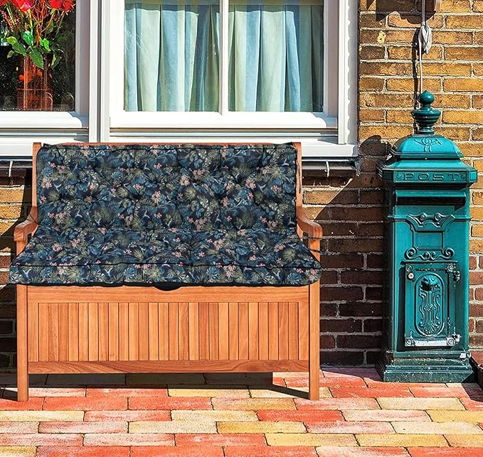 Swing Replacement Cushions with Backrest, 2 or 3 Seater Waterproof Non-Slip Overstuffed Swing Pad, Indoor/Outdoor Bench Cushion for Porch Chair Swing Garden Furniture (Hummingbird, 40 * 55 in)