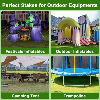 AAGUT Rebar Stakes 16 Inch J Hook Heavy Duty 24 Pack, 3/8 Inch Black Coated Metal Steel Ground Anchors Chain Link Fence Stakes for Camping Tent, Inflatables, Yard Decorations, Canopies & Swing Sets