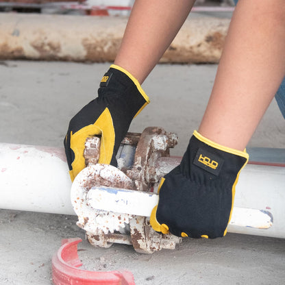 HLDD HANDLANDY Garden Gloves Men, Leather Work Gloves for Men & Women, Cowhide Gardening Gloves Utility Work Gloves for Mechanics, Construction, Driver (XL, Yellow)