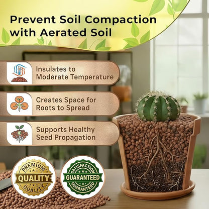 Professional Clay Pebbles | Expanded for Seedlings, Root Cuttings, Hydroponics, Plants | Lightweight Soil Additive | Large 2.2 Quarts | Made in USA