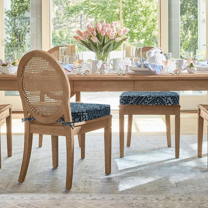 Outdoor Round Corner Seat Cushion, 17"x16"x2", Set of 4, Non Slip Seat Cushion Pads with Removable Cover for Patio Furniture, Garden Yard Lawn, Damask Vine