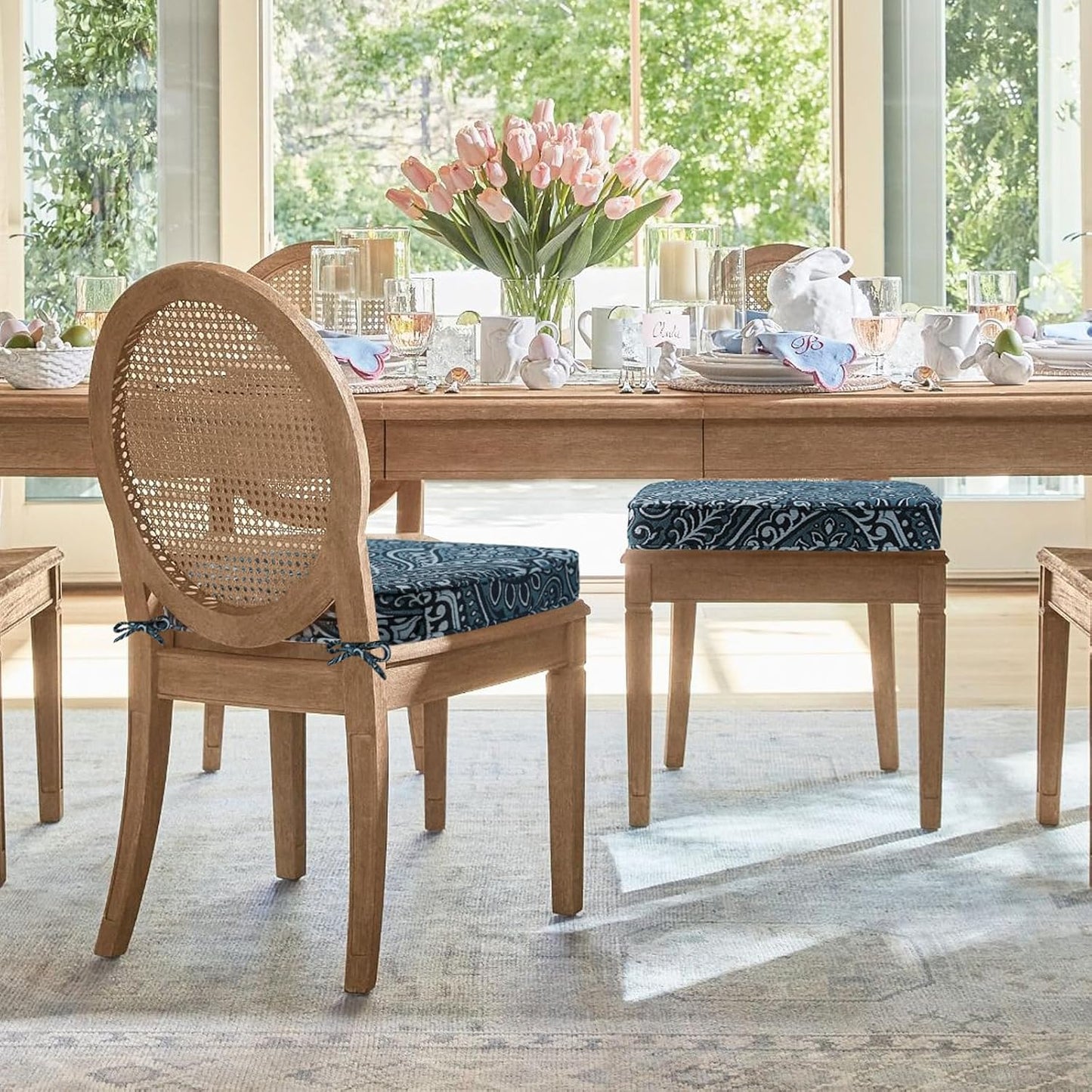 Outdoor Round Corner Seat Cushion, 17"x16"x2", Set of 4, Non Slip Seat Cushion Pads with Removable Cover for Patio Furniture, Garden Yard Lawn, Warm Taupe