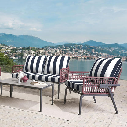 LVTXIII Outdoor Deep Seat Cushion Patio Seat and Back Cushion Set Seasonal Chair Cushion with Removable Cover and Adjustable Buckle for Home and Garden, 22"x22"x4", Cabana Navy