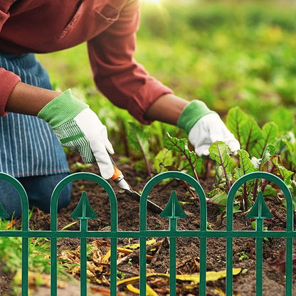 Sunnyglade 12 Pack Garden Edging Decorative Border Recycled Plastic Landscape Garden Fence Flexible No-Dig Spikes Ornamental Wrought Iron Style Decorative Border,Dark Green