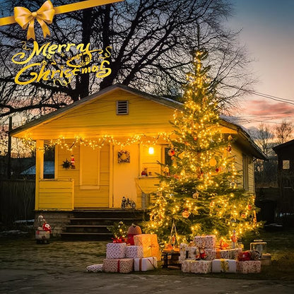 JMEXSUSS 2 Pack Solar Christmas Lights Outdoor Waterproof, Total 66 FT 200 LED Solar String Lights Outdoor, Twinkle Light for Christmas Tree Outside Garden Yard Decor(Warm White)