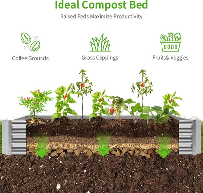 Land Guard 8×4×1ft Galvanized Metal Raised Garden Bed, Metal Planter Kit Box Outdoor for Deep-Rooted Vegetables, Flowers, Green and Herbs……