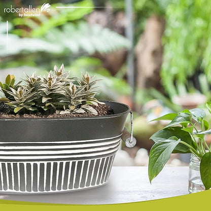 Headwind Vintage Collection 14-Inch Charcoal Oval Galvanized Tub with Handles – Metal Wash Basin Planter - Galvanized Metal Tub for Indoor & Outdoor Use by Robert Allen