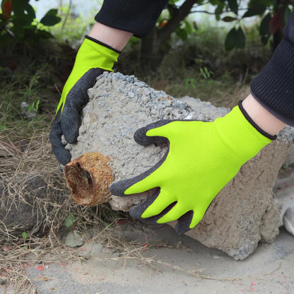 Evridwear Crinkle Latex Rubber Hand Coated Safety Work Gloves for Men Women General Multi Use Construction Warehouse Gardening Assembly Landscaping (Medium,12 Pairs Pack)