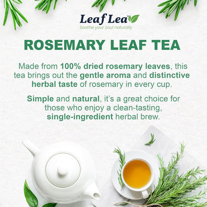 LeafLea 80 Rosemary Leaf Tea Bags, 100% Pure Rosemary Herbal Tea, Gentle Digestive Comfort & Relaxing, Te De Romero Featuring Subtle, Natural Flavor, Caffeine-Free, Sugar-Free, Non-GMO, Vegan