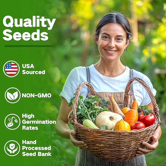 Lush&Dew Companion Plants Heirloom Seed Bank, Gardening Gifts for Women & Men, 32 Varieties 30,000+ Non-GMO Vegetable Seeds for Planting in Garden Bed Greenhouse, Survival Seed Kit for Food Supply