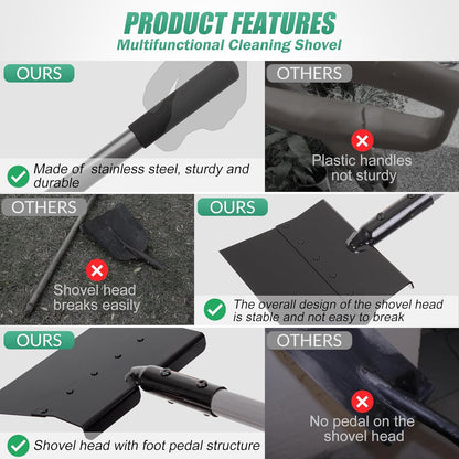 Suchtale Manual Edger Lawn Tool, Multifunctional Garden Cleaning Shovel - Heavy Duty Steel Flat with 54" Adjustable Handle, Gardening Scraper, Outdoor Spade Tool for Weeding, Digging, Ice Removal