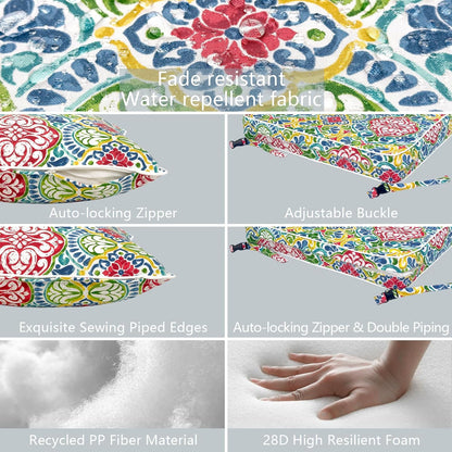 LVTXIII Outdoor Deep Seat Cushion Patio Seat and Back Cushion Set Seasonal Chair Cushion for Dining Arm Chairs, Wicker Chairs and Garden Furniture Decoration, 24"x24"x4", Damask Red