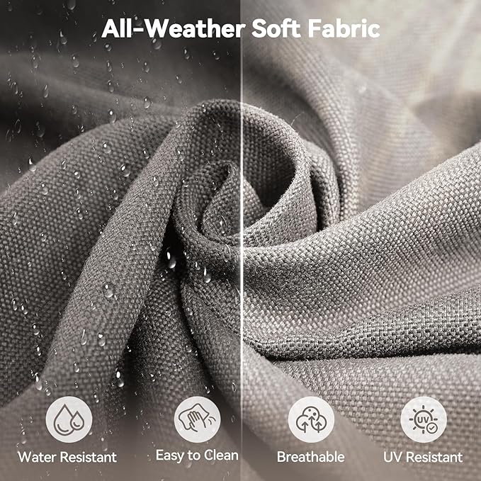 Luxury 6" Outdoor Cushions for Patio Furniture, 24x24x6" Thick Seat Cushion Set of 8, Fade Resistant Couch Chair Replacement Cushions High Density Deep Wicker Chair Cushion w/ Removable Cover Gray