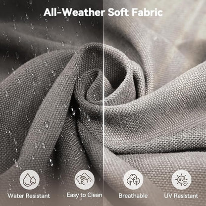 Luxury 6" Outdoor Cushions for Patio Furniture, 24x24x6" Thick Seat Cushion Set of 10, Fade Resistant Couch Chair Replacement Cushions High Density Deep Wicker Chair Cushion w/ Removable Cover Gray