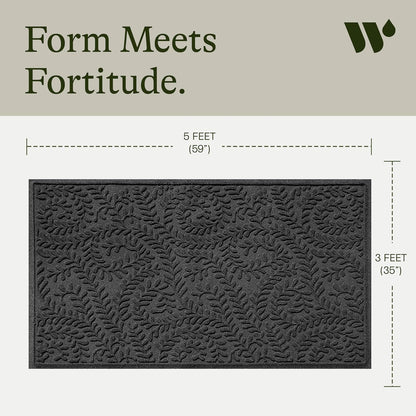 WaterHog Indoor/Outdoor Use Door Mat, 3' x 5', Made in USA, Welcome Mat for Front Door, Durable, Water-Trapping Floor Rug, Decorative, Skid-Resistant Entryway Rug, Boxwood Collection, Charcoal