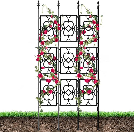 80" Garden Trellis for Climbing Plants, Kalolary Screen Plant Trellis Frame for Potted Plants Rustproof Plant Support Thicken Cucumber Trellis Grow Support for Vines Flowers Vegetable Indoor Outdoor