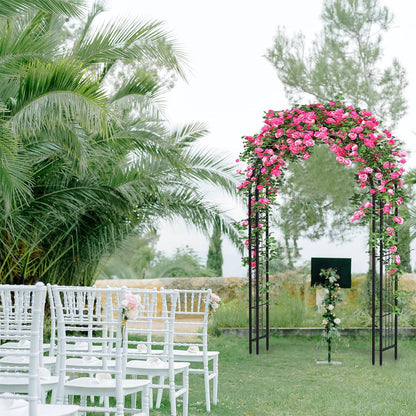 88in Steel Garden Arch Arbor Trellis for Climbing Plants Outdoor,Yard,Garden,Climbing Plants 7ft Decorative Wire Lattice,Outdoor Wedding Arch(Black)
