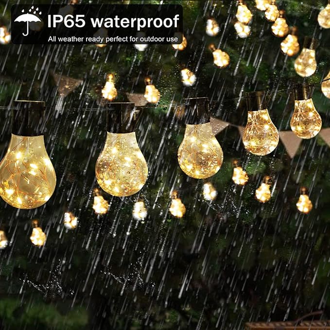 14ft Battery Operated 20 Hanging Bulb 100 LED String Lights, Vintage Commercial Battery Outdoor Lights for Indoor Outdoor Decorations Home, Bedroom, Patio, Balcony, Christmas Party (8 Modes)