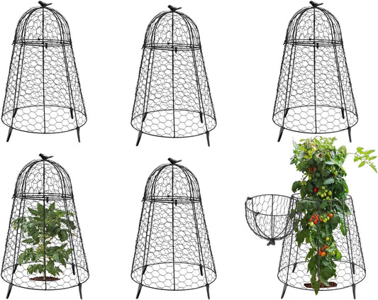 Plant Protector Chicken Wire Cloche 6 PCS, Plant Protectors from Animals, 18.7×12 Inch Large Garden Cloches for Plants, Sturdy 2-in-1 Cloche Dome for Plants, Plant Protectors for Easy Pruning