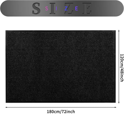 fani Heavy Duty Large Outdoor Indoor Entrance Black Doormat Waterproof Low Profile Entrance Rug Front Door Mat Patio Anti-Skid Rubber Back, 48x72 inch (Black)