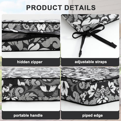 Favoyard Outdoor Chair Cushion 22 x 22 x 3 In Waterproof Pattern Fade Resistant Cushions for Patio Furniture with Removable Cover Attach Straps 28D Foam Insert Cushions Pads for Seat Sofa Couch 2 Pack