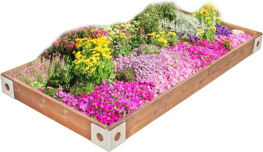 Red Cedar Wood Raised Vegetable Garden Bed - Amish Made in USA (5.5" Raised Bed with Decorative Corners, Cedar Stain)