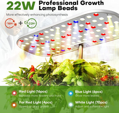 Ahopegarden Hydroponics Growing System Kit Indoor Herb Garden with Grow Light 12 Pods, with LCD Touch Panel Hydroponic Planter, Planting Height Up to 17", Grower Harvest Fresh Veggie Lettuce, White