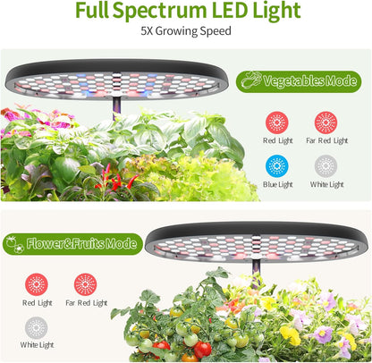 12-Pod Indoor Herb Garden Hydroponics Growing System Kit with LED Grow Light, Indoor Gardening System for Herbs, Vegetables, Lettuce on Countertop (Seeds NOT Included)