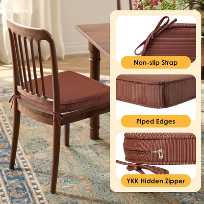 Outdoor Outdoor Round Corner Seat Cushion, 17"x16"x2", Set of 4, Non Slip Seat Cushion Pads with Removable Cover for Patio Furniture, Garden Yard Lawn, Dark Yellow Tan Stripe