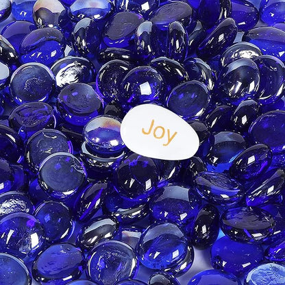11LB Fire Glass Beads and Marbles for Outdoor Fire Pit and Fireplace, Glass Gemstones for Vase Filler, Aquariums, Hydroponics Plants, Home Decor and DIY Craft, Cobalt