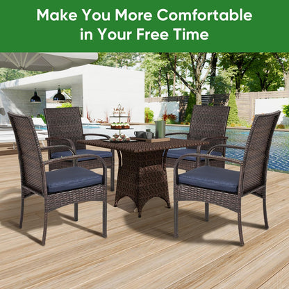 Outdoor Wicker Patio Dining Chairs with Padded Cushions Set of 2: Porch Rattan Chairs Club Chairs with High Back and Deep Seating 350lbs, Brown