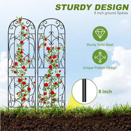 4 Pack 59x16in Metal Garden Trellis for Climbing Plants,Black Large Trellis for Climbing Plants Outdoor, Roses, Vegetables Vines Flowers Support, Large Decorative Outdoor Trellis
