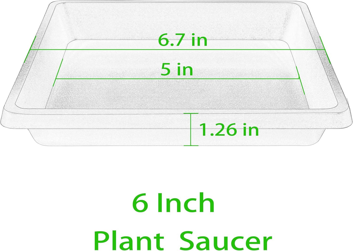 Square Plant Saucer 6 Inch 4 Pack 8 10 12 14 16 18 20 inch Plant Drip Trays, Plant Trays for Pots, Plant Saucers for Indoors and Outdoors, Durable No Holes, Water Catcher Tray for Flower pots