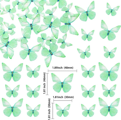 Ephlyn 72Pcs Wafer Paper Butterflies Cupcake Toppers, Edible Butterfly Cake Decorations, Butterfly Theme Birthday Party Decorations for Wedding Birthday Anniversary Party Decorations Green