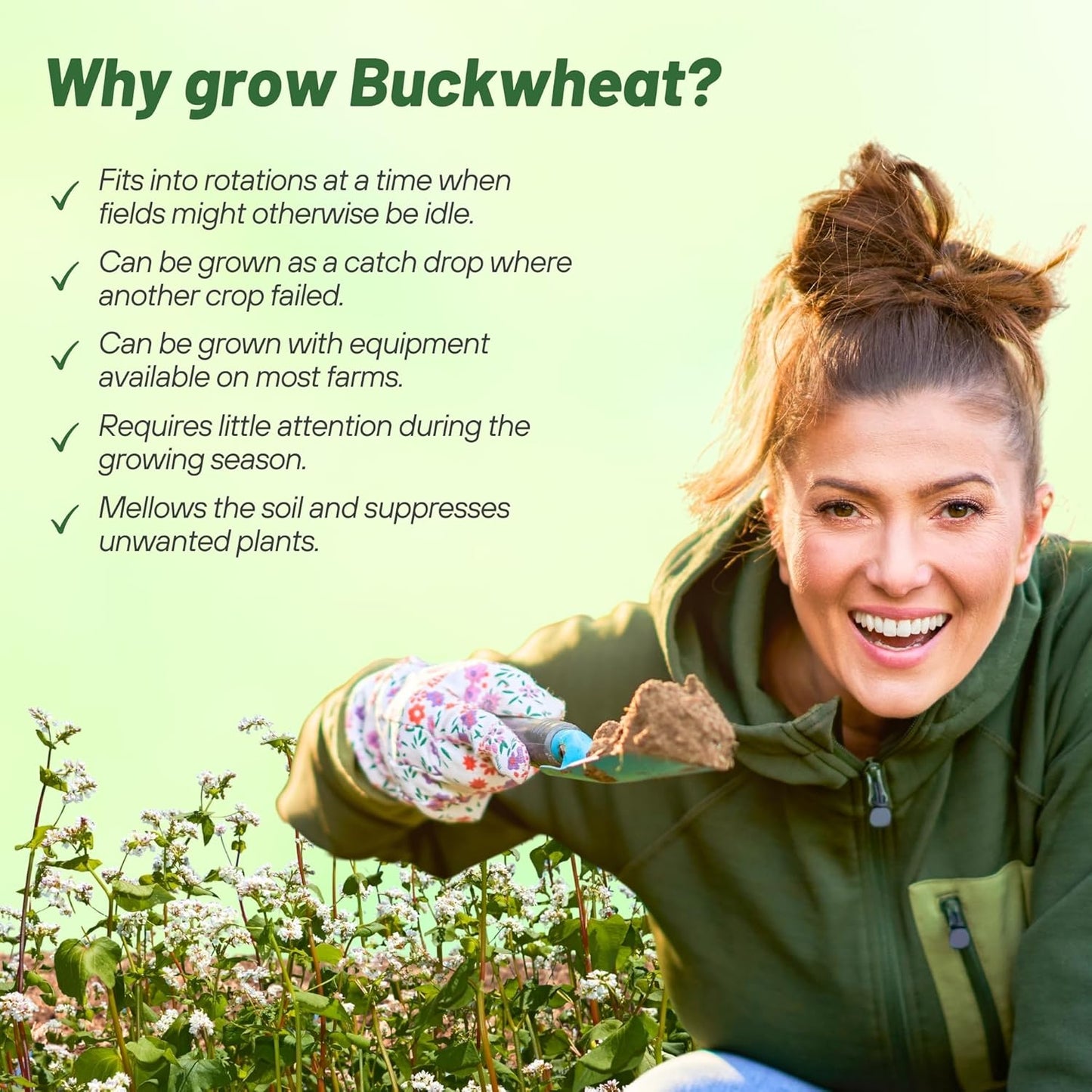 Outsidepride Buckwheat Seeds - 20lbs Annual, Fast-Growing, Easy to Grow Buckwheat Cover Crop Seeds for Green Manure, Bee Pasture & Pollinators, Wildlife Habitat, Soil Improvement, and Erosion Control