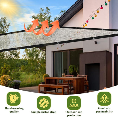 90% Aluminum Shade Cloth for Cars- Reflective Aluminium Shade Netting Sun Shade Cover with Grommets for Cars, Dogs, Outdoor, RV, Patio(Silver)