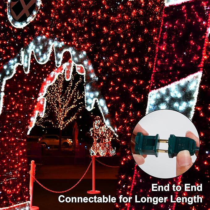 LJLNION 3 Sets Christmas Lights, 150 Count 33 FT Each Mini String Lights, Green Wire Fairy Lights, 120V UL Certified Connectable Xmas Tree Light for Holiday Winter Patio Party Outdoor Decoration, Red