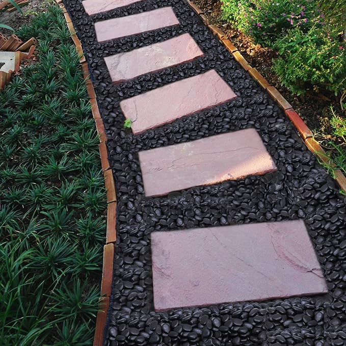 Calofulston 15LB Black Rock, Small River Stones Pebbles for Plants, Vases, Landscaping, Highly Polished Decorative Rocks, 1-1 3/4 Inch