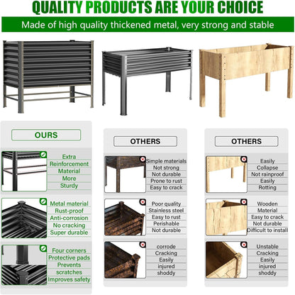 Doniks 2PCS Raised Garden Bed with Legs, 48×24×37in Large Outdoor Metal Galvanized Garden Planting Box,900lb Capacity for Vegetables Lawn Green Flowers, Fruits, Terrace