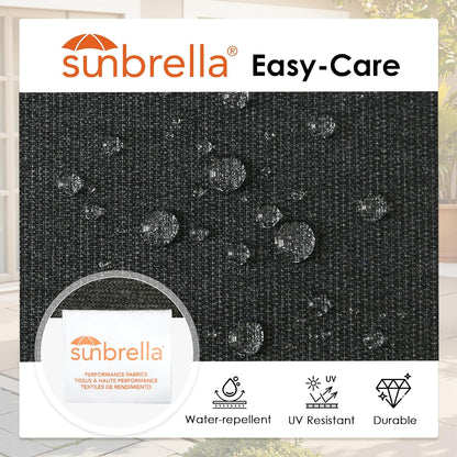 Outdoor Sunbrella Round Corner Seat Cushion, 17"x16"x2", Set of 4, Non Slip Seat Cushion Pads with Removable Cover for Patio Furniture, Garden Yard Lawn, Spectrum Carbon