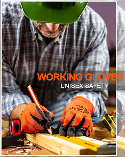 Nuogo 48 Pairs Gardening Gloves for Men Women Rubber Coated Safety Work Gloves Bulk for Gardening Construction Work