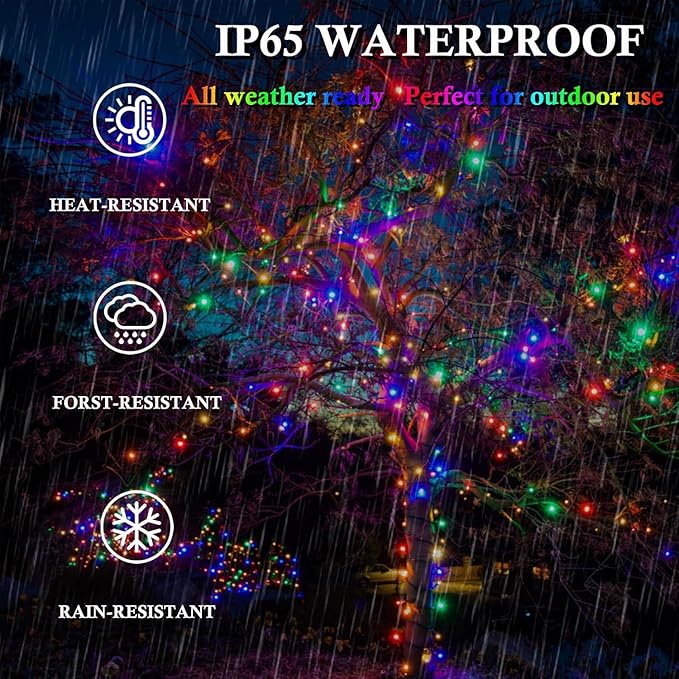 Upgrade 4Pack 400LED Solar String Lights for Outside, 132FT Solar Christmas String Lights Outdoor with 8 Modes, IP65 Waterproof Outdoor Twinkle Light, Garden Xmas Tree Christmas Decoration, Multicolor