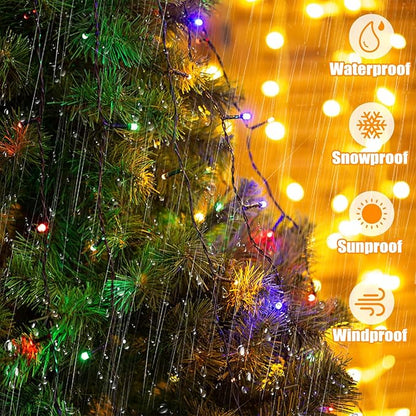 LitHome 100 LED Solar Christmas String Lights Outdoor, 33FT 34Colors Solar/USB String Lights Waterproof with Remote, 102 Modes Color Changing Christmas Light Dimmable for Xmas Tree Party Indoor Decor