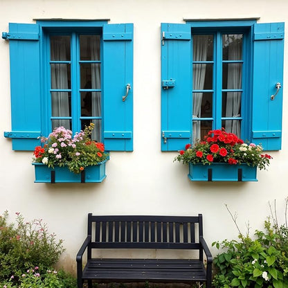 2 Pcs Window Box Brackets, Adjustable Window Planter Box Brackets, Heavy Duty Iron Flower Box Brackets for Railings, with Enhanced Bottom Support - Perfect for Balconies, Fences, Gardens