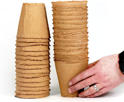 Daniel's Plants 4" Naked Pots | Large Natural Plantable Seed Starter Pots | OMRI-Listed Biodegradable for Seedlings | Enhanced Aeration | Earth Friendly - Peat Free | 10 Pack 4 Inch Round