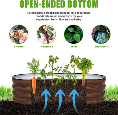 SnugNiture Galvanized Raised Garden Bed, 4x2x1ft Oval Metal Planter Box for Planting Outdoor Plants Vegetables