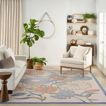 Nourison Home Aloha Beige Multicolor 9' x 12' Area Rug - Easy Cleaning, Non Shedding, Bed Room, Living Room, Dining Room, Kitchen (9' x 12')